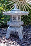 IDYL Rokkaku Yukimi - Lanterna in pietra di granito, resistente al gelo, altezza 70 cm, colore grigio, realizzata a mano, ...