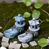 In miniatura micro paesaggio Fairy Garden Decor, Pavilion con un Pond, mini retro Tower Craft Decor Fairy Garden figurine Toys ...