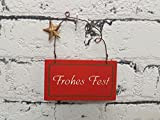 IRIPRO Cartello in legno con scritta Frohes Fest rosso 9 x 11 cm