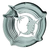 Iron Stop Classic 25,4 cm/25 cm argento luna e stelle girandola in acciaio – interno o giardino -1215 – 10 – 8