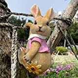 iRonrain Mini Garden Statues Hanging Bunny, Indoor Outdoor Decorations Cute Rabbit Planter Pots Hanger Art Décor Figurine Ornament for Yard ...