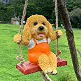 iRonrain Statua Da Giardino Altalena Animale Teddy Dog, Cute Hanging Bench Cucciolo Simulazione Divertente Art Decor Figurine Ornamento Per Yard ...