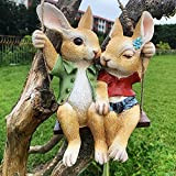 iRonrain Statua Da Giardino Coniglio, Indoor Outdoor Carino Appeso Coniglietto Lover Scultura Simulazione Art Decor Figurine Ornamento Per Recinzione Percorso ...