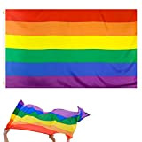 iZhuoKe Bandiera Arcobaleno,Gay Pride Bandiera,LGBT Arcobaleno Rainbow Flag,Double Stitched,Resistente Durevole Intemperie,Bandiera Arcobaleno del Gay Pride Banner Poliestere, 150x90cm