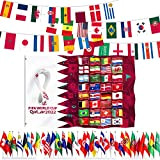 iZoeL Coppa del Mondo 2022, Bandiera dei Mondiali 32 Paesi Striscione, 3ft x 5ft Bandiera del Qatar e 10m Striscione ...