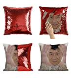 Jackie Chan Rush Hour Actor_MA0159 Pillow Cover Sequin Mermaid Flip Reversible Cuscino Meme Emoji Actor Girls Boys Couch Office Sofa ...