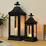 JHY Design Set di 2 lanterne per candele da esterni altezza 33cm e 49,5 cm a candela decorative lanterne stile ...
