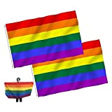 JZZJ, 2 bandiere color arcobaleno del Gay Pride, ideale per festival, 150 x 90 cm