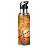 KAAVIYO Basket Artistico Bottiglia Acqua Isolato Borraccia Termica Acciaio Inox 600ML Water Bottle per Bambini Sport Ciclismo