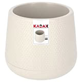 KADAX Vaso da fiori in plastica, diametro 13-23 cm, 4 colori, vaso ovale con sottovaso, vaso per piante, vaso per ...