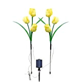 Kavphoelly Lampada a tulipani a forma di fiori solari tulipani da giardino all'aperto paletti decorativi fiori a luce fredda lampada ...