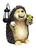 Keyhome Statua arredo Giardino Animale in Resina Riccio con lanterna Articolo Decorativo Pasquale casa - Altezza cm 35