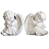 KiaoTime - Set di 2 statuette in resina, adorabili cherubini angeli custodi addormentati, con ali di angelo e ali da ...