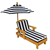 KidKraft 00105 Sedia a sdraio in legno con ombrellone per bambini, mobili per giardino e per esterno, Blu Navy