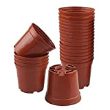 KINGLAKE 50 pezzi vasi rotondi in plastica da 7.2 cm, piccoli vasi da fiori con vassoi, per piante grasse, piccole ...
