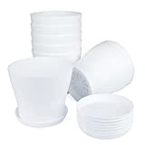 Kinglake, 8 vasi da fiori in plastica bianca da 14 cm, per interni con pallet/vassoi, per ufficio e casa