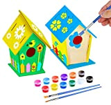 Kit casa per uccelli in legno fai-da-te da assemblare e dipingere, inclusi 12 colori e 2 pennelli per artigianato da ...