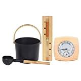 Kit sauna a quattro pezzi, secchio per sauna con mestolo in alluminio, cucchiaio, timer per sabbia a clessidra, termometro in ...