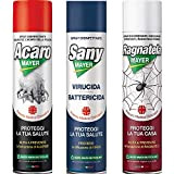 Kit Spray Insetticida Antiacaro - Sanificante - Disinfestante Ragni| 1 Spray Specifico Antiacaro Della Polvere|1 Spray Ragni, Ragnatele, Insetti Striscianti| ...
