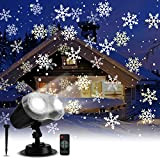 Klighten Proiettore Luci Natale LED Natalizia, Caduta Della Neve Proiettore con Telecomando, Impermeabile IP65 Effetto Fiocco di Neve Proiezione Lampada ...
