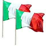 KliKil Bandiera Italia Tricolore - kit di 2 bandiere - bandiera italiana in Poliestere Nautico Antivento, 150x90 cm, versione Premium ...