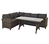KMH® – Set lounge da giardino da 2 pezzi, modello: 106117, con tavolo da pranzo e divano (grigio) (rivestimenti e cuscini inclusi)