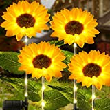 KOOPER Lampade solari per esterni da giardino, 4 pezzi, girasoli, luci solari da giardino con steli luminosi, IP65, impermeabili, per ...