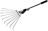 KOTARBAU 6696, robusta scopa a ventaglio 320 mm, in metallo, regolabile, 60-245 mm, mini rastrello corto con 9 denti, argento/nero