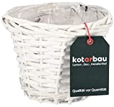 KOTARBAU® Cesto per Fiori in Vimini, Rotondo, Diametro 170 x 120 mm, Colore Bianco