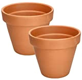 KOTARBAU® Set di 2 vasi da fiori in terracotta, diametro 17 cm, con bordo per interni e giardini