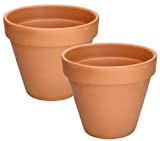 KOTARBAU® Set di 2 vasi da fiori in terracotta, diametro 19 cm, con bordo per interni e giardini