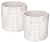 KOTARBAU® Set di 2 vasi in ceramica, diametro 12 cm, per fiori e piante (frese cilindriche