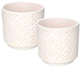 KOTARBAU® Set di 2 vasi in ceramica, diametro 12 cm, per fiori e piante (rombo)
