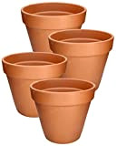 KOTARBAU® Set di 4 vasi da fiori in terracotta, diametro 11 cm, con bordo per interni e giardini