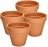 KOTARBAU® Set di 4 vasi da fiori in terracotta, diametro 15 cm, con bordo per interni e giardini