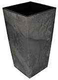 KOTARBAU® Vaso da fiori 220 x 220 x 420 mm, struttura in cemento, quadrato, con vaso interno, grigio scuro