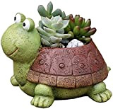 KPUY Vaso da fiori a forma di tartaruga, in resina, per piante grasse, per casa, ufficio, scrivania, mini ornamento