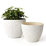La Jolìe Muse Vasi per piante Vaso da interno Fioriera, colore：Bianco Macchiato 2 PCS 19+22CM