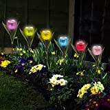 Lampada ad energia solare, con luci a LED da giardino, confezione da 6 tulipani