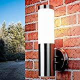 Lampada da esterno semplice in acciaio inox argento IP44 33cm Ø8cm, lampada da terrazzino da giardino applique a parete