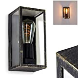 Lampada da parete per esterni Hakkas, lampada da parete in metallo in nero/oro e vetro trasparente, 1 luce per esterni ...