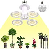 Lampada per piante, 50 W, a spettro completo, per piante da interno, attacco E26/E27, pieghevole, 4 fogli, design pieghevole per ...
