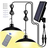 Lampada Solare da Esterno, Luce Solare LED Esterno, Lampada Solare a Sospensione IP65 Impermeabile con Telecomando per Giardino/Agriturismi/Balcone(Bianco Caldo)