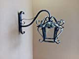 Lanterna lampada a braccio da parete in ferro battuto 1015, forgiato a mano, nero patinato argento, portalampade E27