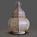 Lanterna orientale in metallo Maha bianco, 28 cm, lanterna orientale marocchina da giardino, lanterna in metallo marocchina per esterni come ...