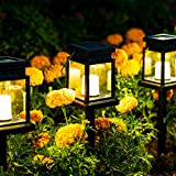 Lanterna solare per esterni, 8 pezzi, luce solare per sentieri, effetto candela bianco caldo, con picchetto a terra per giardino, ...