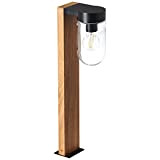 Lightbox Lampada da poller, effetto legno, altezza 55 cm, protezione IP44, resistente agli spruzzi, 1 x E27 metallo/vetro, marrone/nero