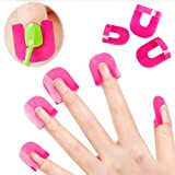 LILOVE 26 PCS (10 Sizes) Nail Protector Holder, Nail Art Tool for Shield Finger Spill-Proof, Reusable Soft Plastic Shield Protector ...