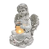 Liummrcy, Statuetta di Fata Angeli con Luce Solare, Figurine di Angelo in Resina Giardino Decorazione di Angeli per Regali commemorativi ...
