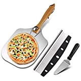 LodBar Pala per pizza 25x12 in metallo di qualità premium pollici con tagliapizza e spatola pizza, alluminio pala pizza con ...